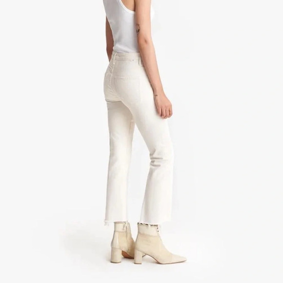 MOTHER Superior The Insider Ankle Fray Jean Act Natural Cream Off White Denim 25 - Picture 2 of 14